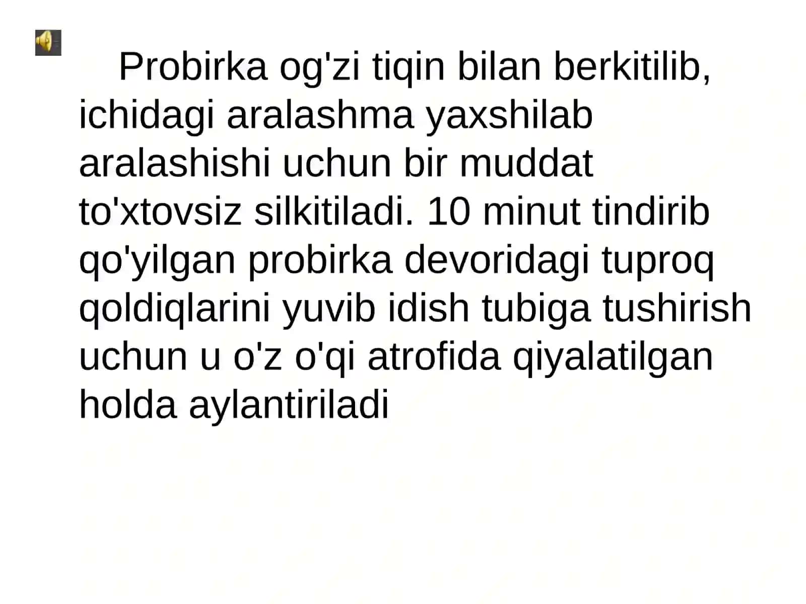 Tuproqning suvli eritmasini tayyorlash va unda ishqor borligini aniqlash 4