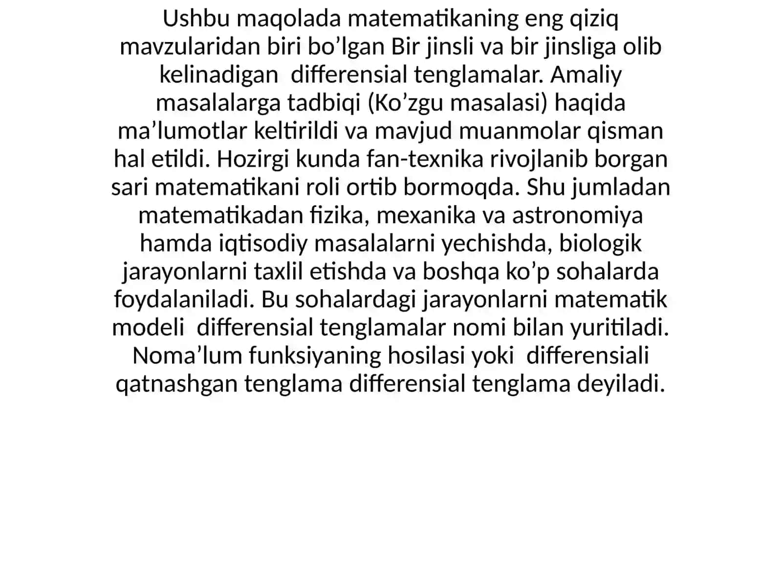 Differentsial Tenglamalar 4