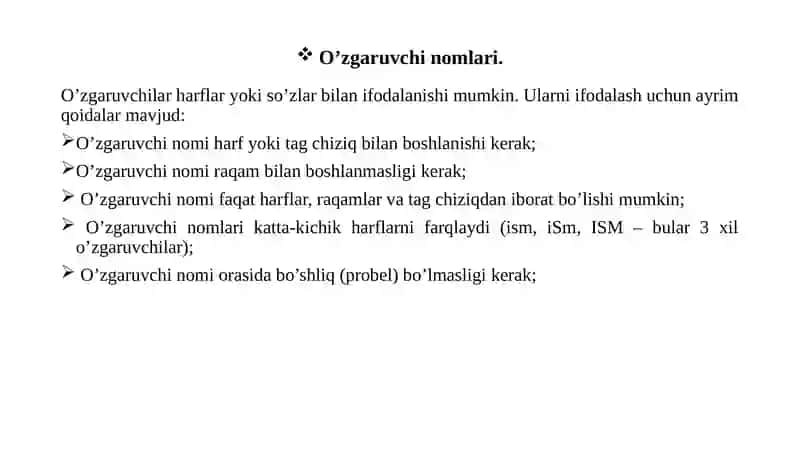 Pythondao`zgaruvchilar 4