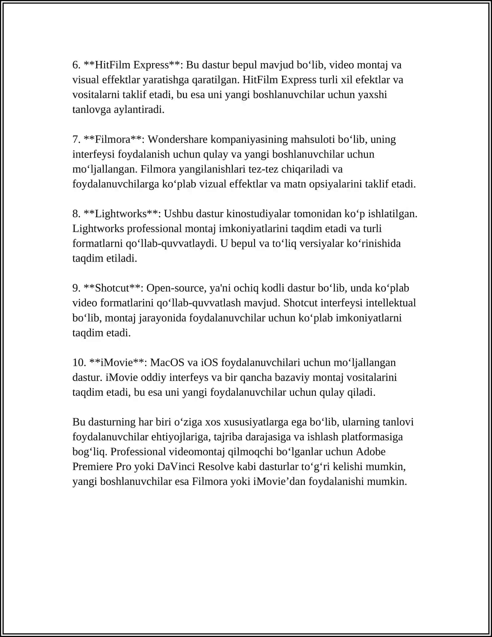 VEDIO MONTAJ DASTURLARI HAQIDA MALUMOT 4