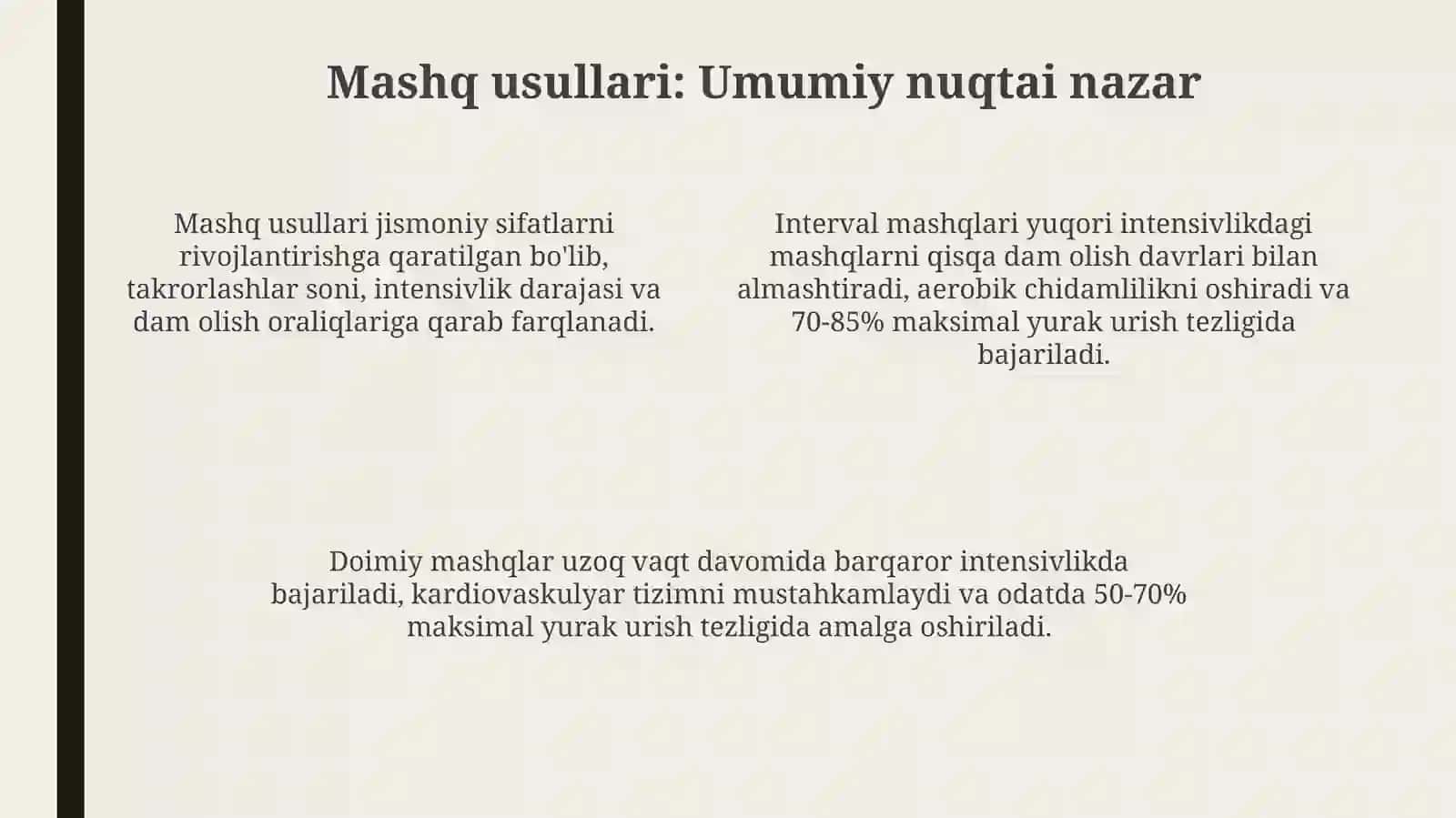 Trening jarayonida mashq usulimavzusini Venn diogrammasida yoritish 4