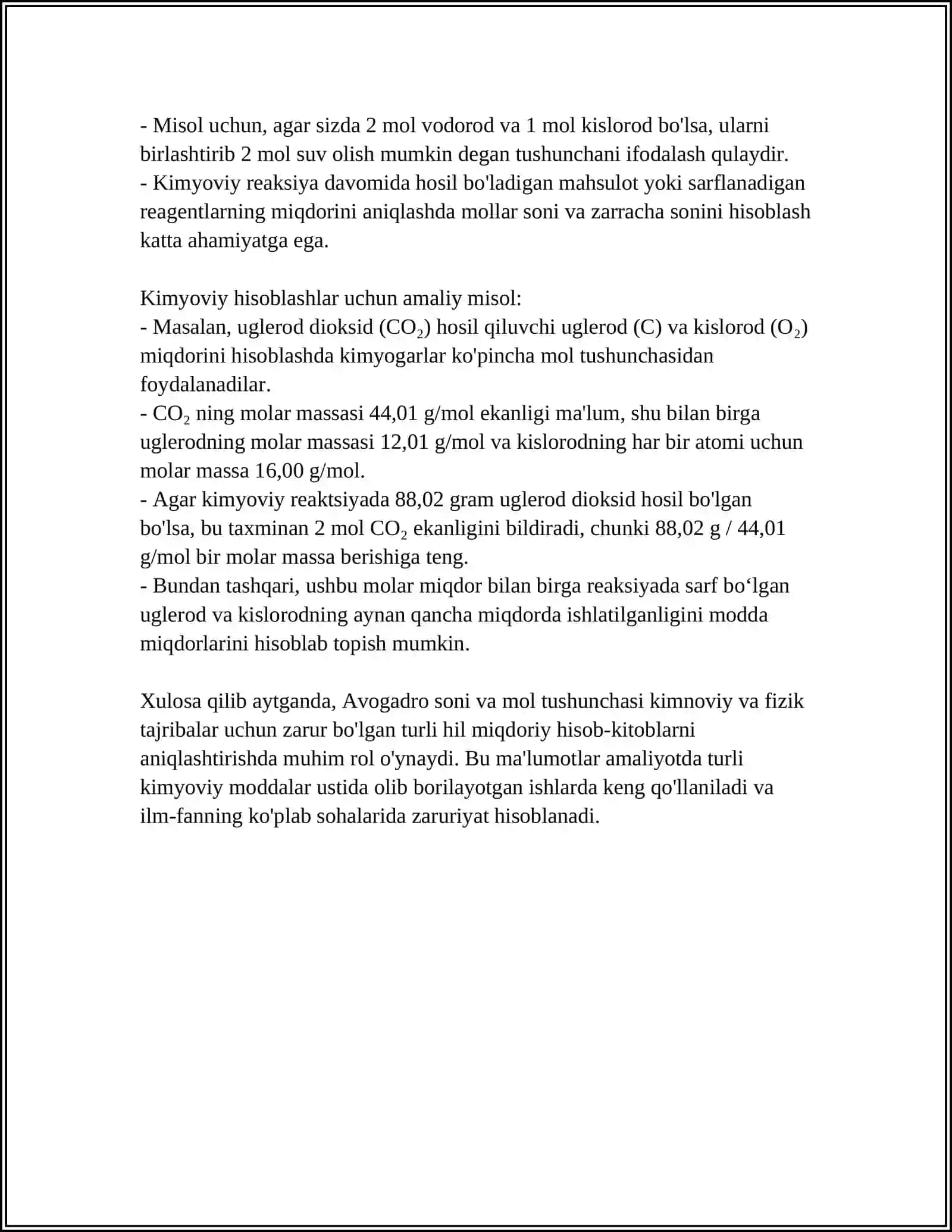 KIMYONING ASOSIY TUSHINCHALARIGA OID HISOBLASHLAR 4