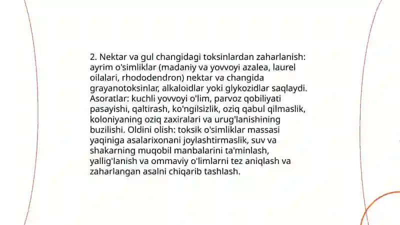 Asalarilarning yuqumsiz kasalliklari 4