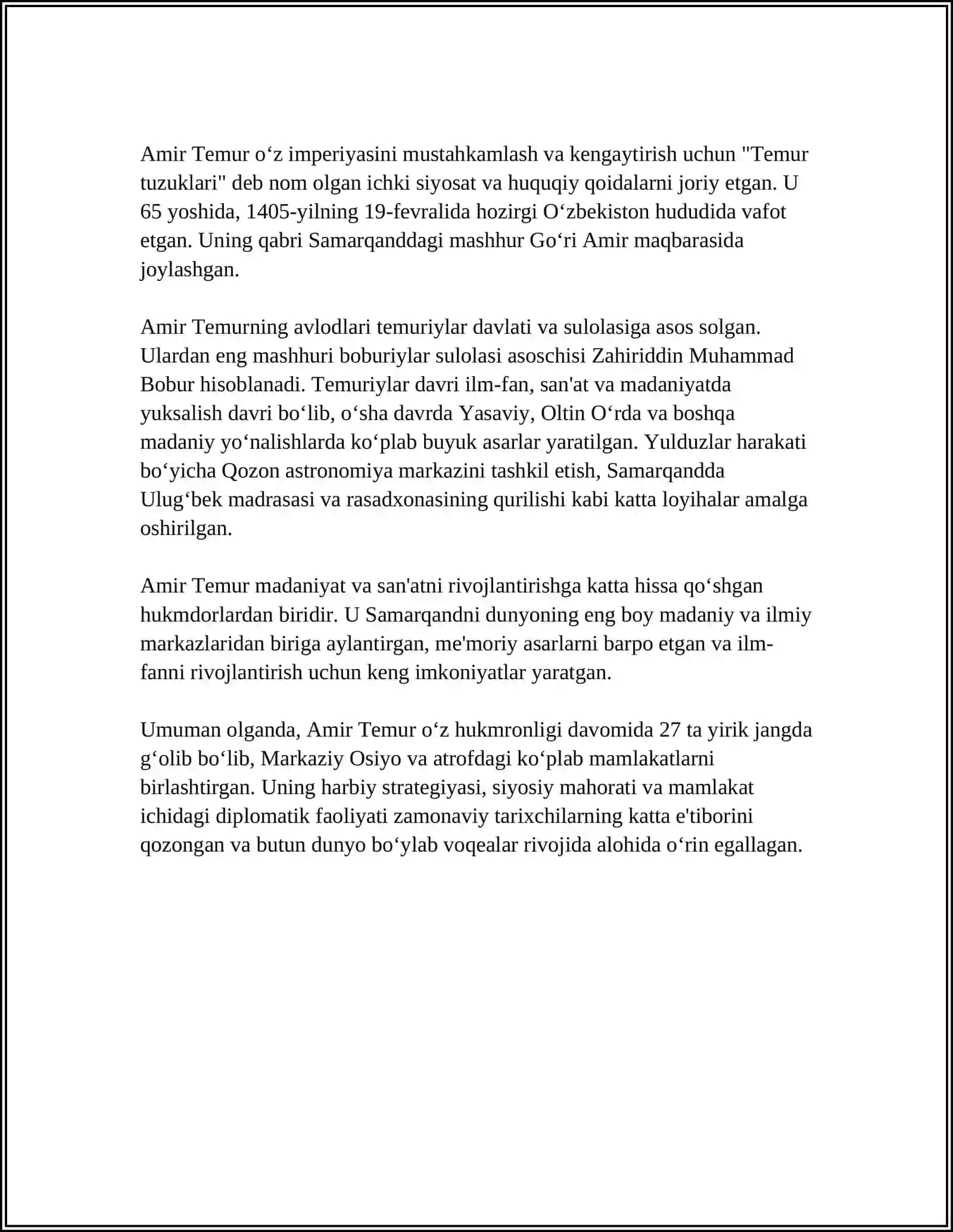 AMIR TEMUR BUYUK DAVLAT ARBOBI 4