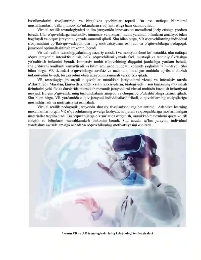 Virtual reallik texnologiyasining nazariy asoslari va mohiyati 4