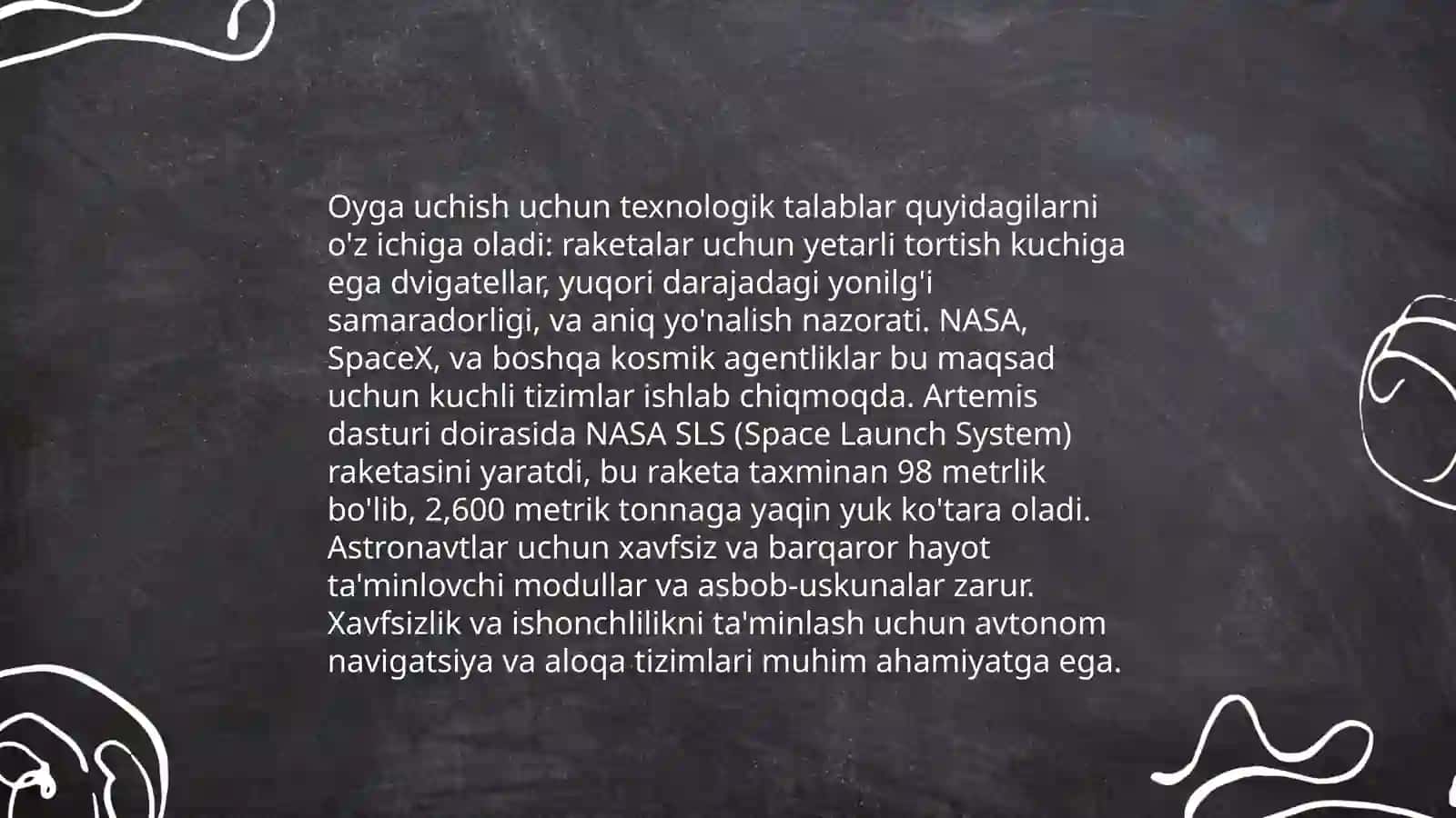 Oyga uchishning fazoviy masalasi 4