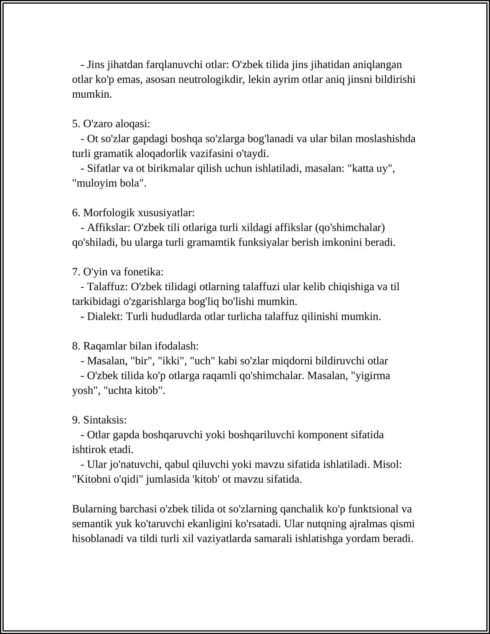 ALOHIDA OLINGAN SÖZLARNING TURLARI 4
