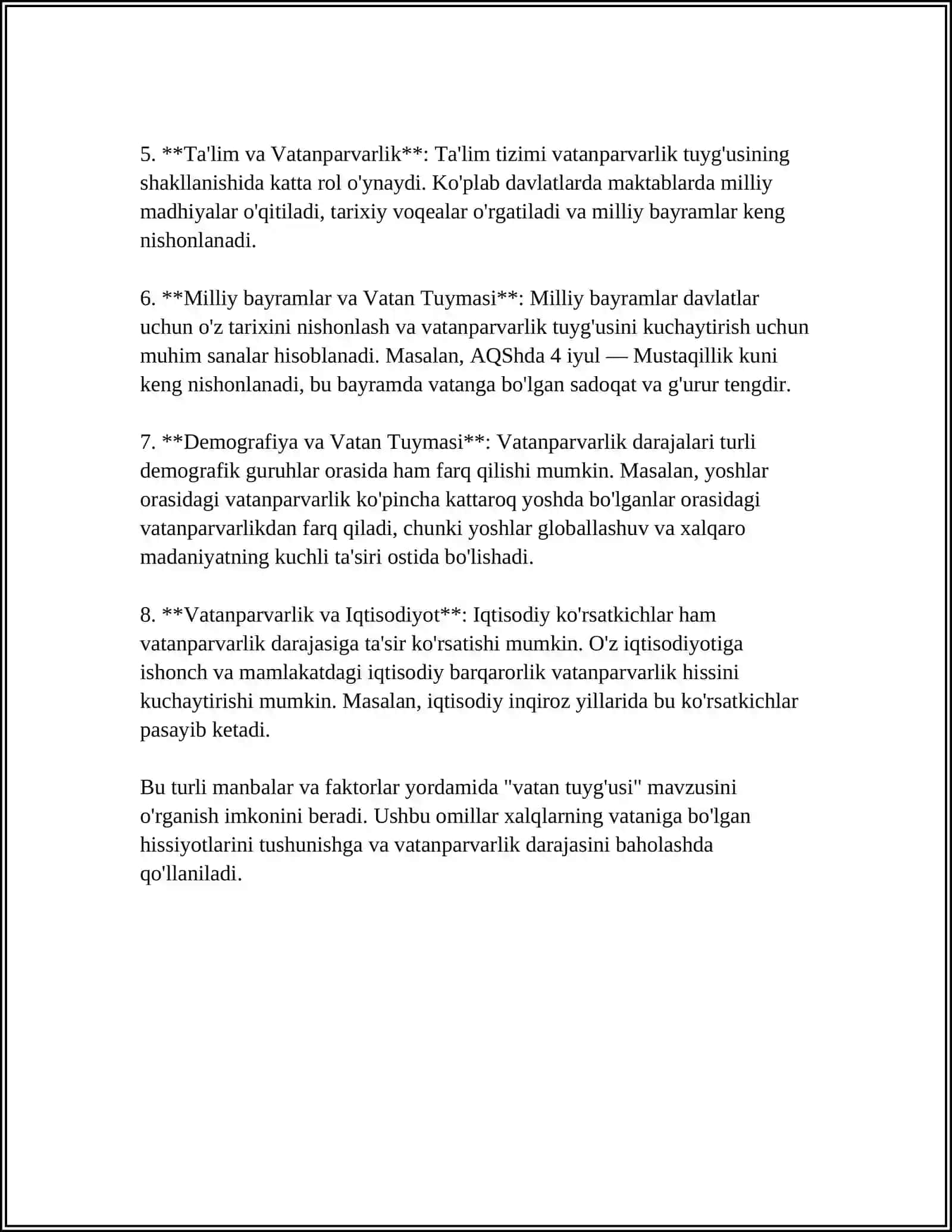 MUSTAQIL ISH Mavzu: VATAN 4