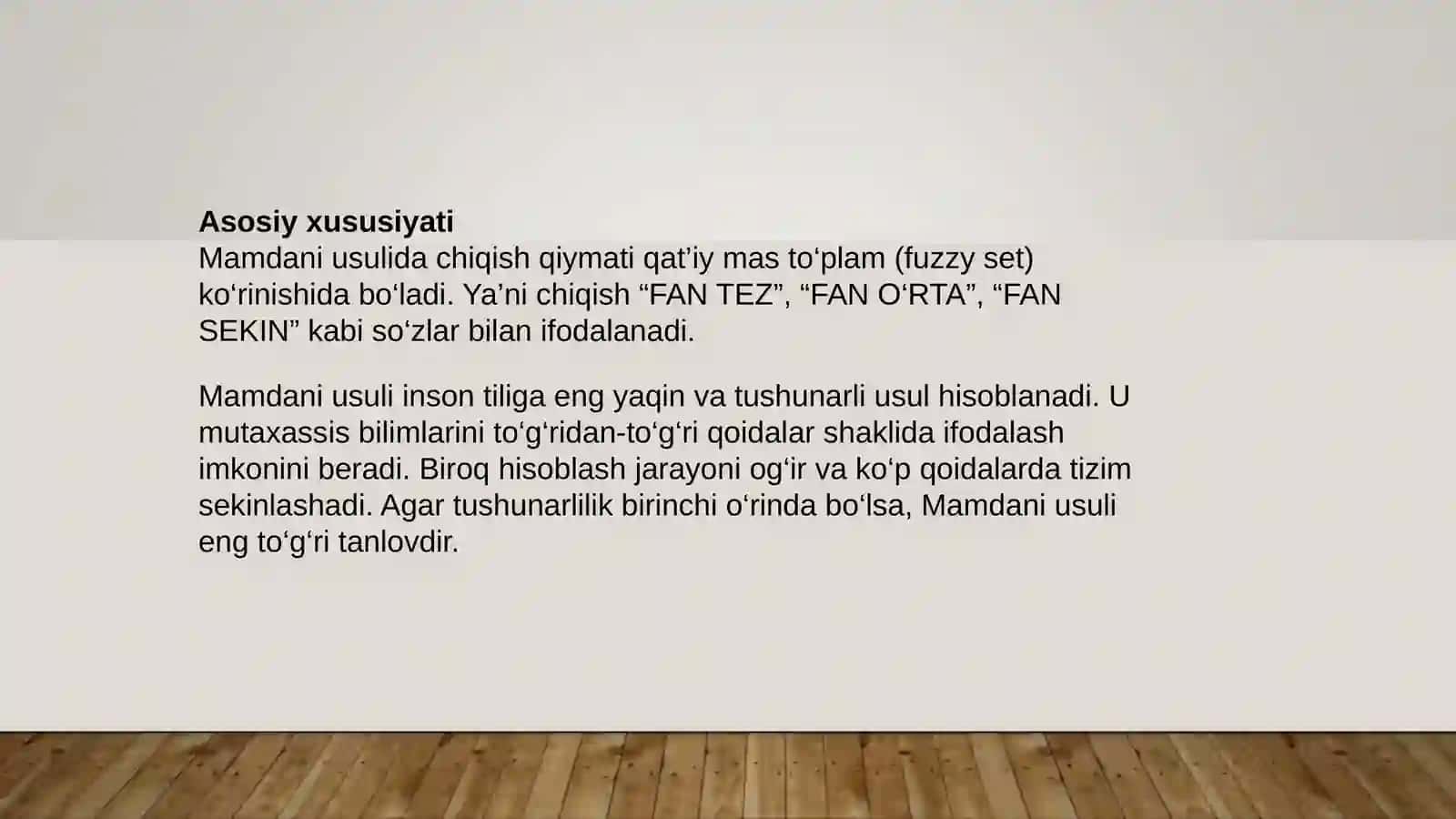 Mamdani, Sugeno va Sukamoto 4
