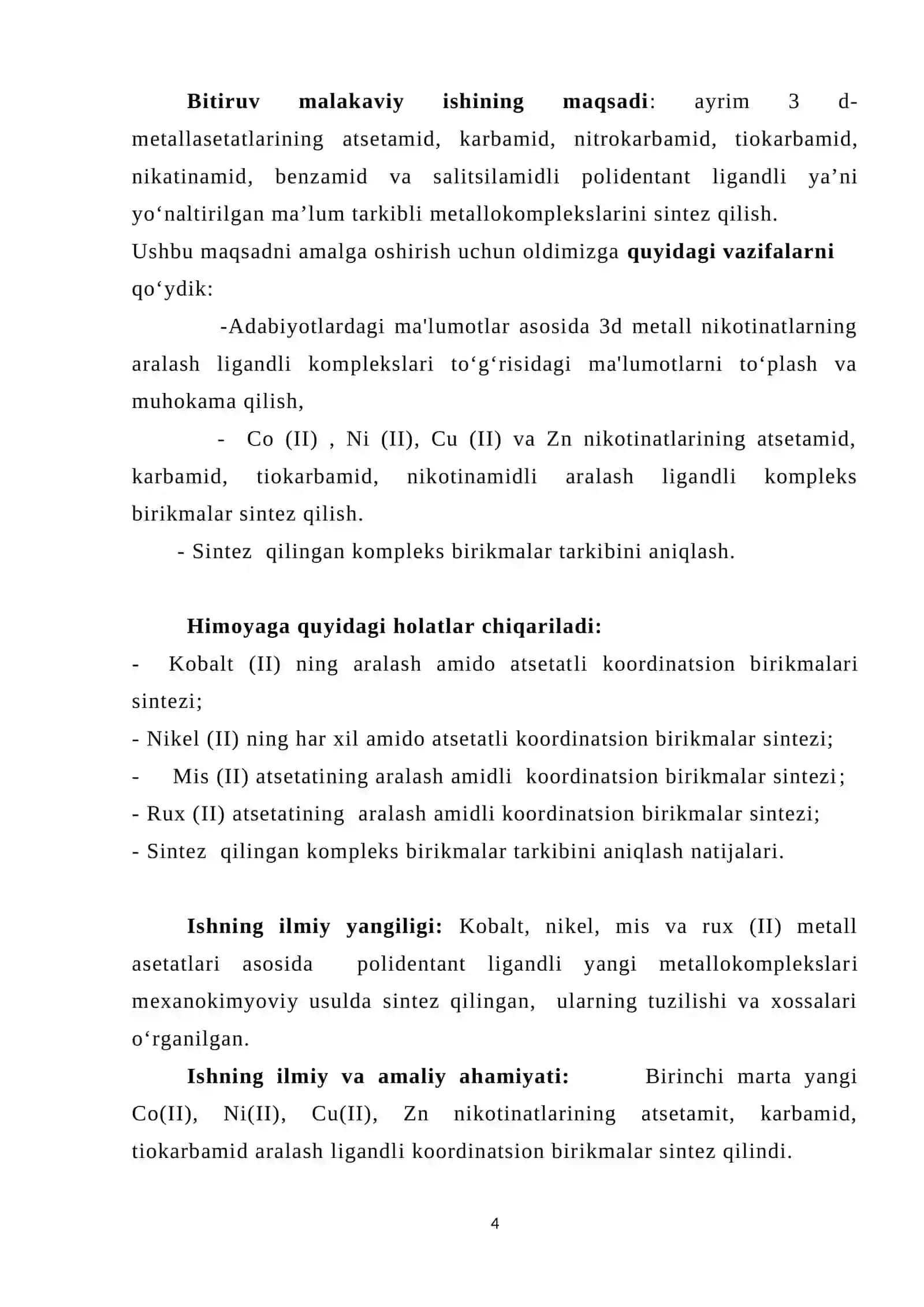3-d metall atsetatlarining kompleks birikmalari 4