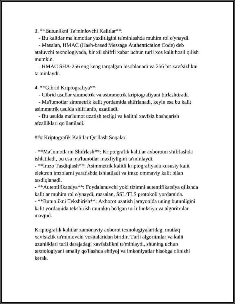 SHIFRLASH KALITLARINI BOSHQARISH 4