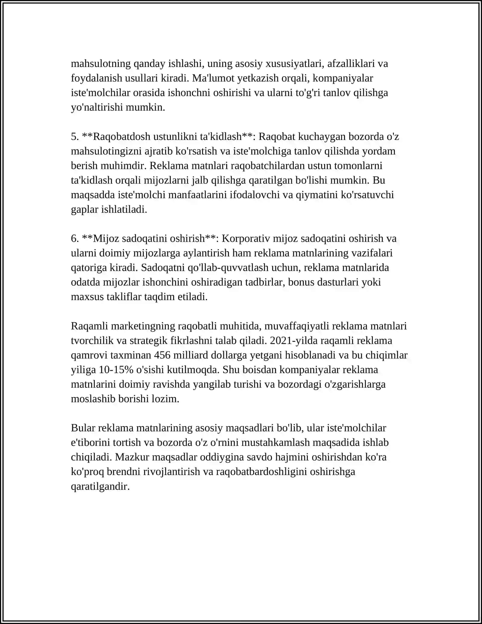 REKLAMA MATNLARI 4