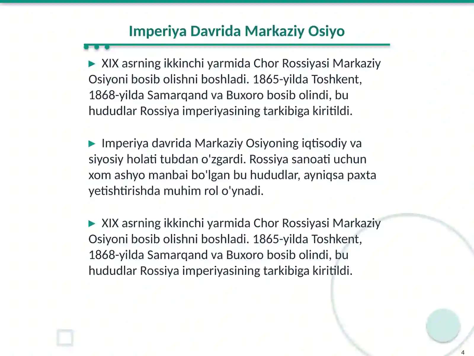 Chor Rassiyasining mustamlakachilik davri manbalari 4