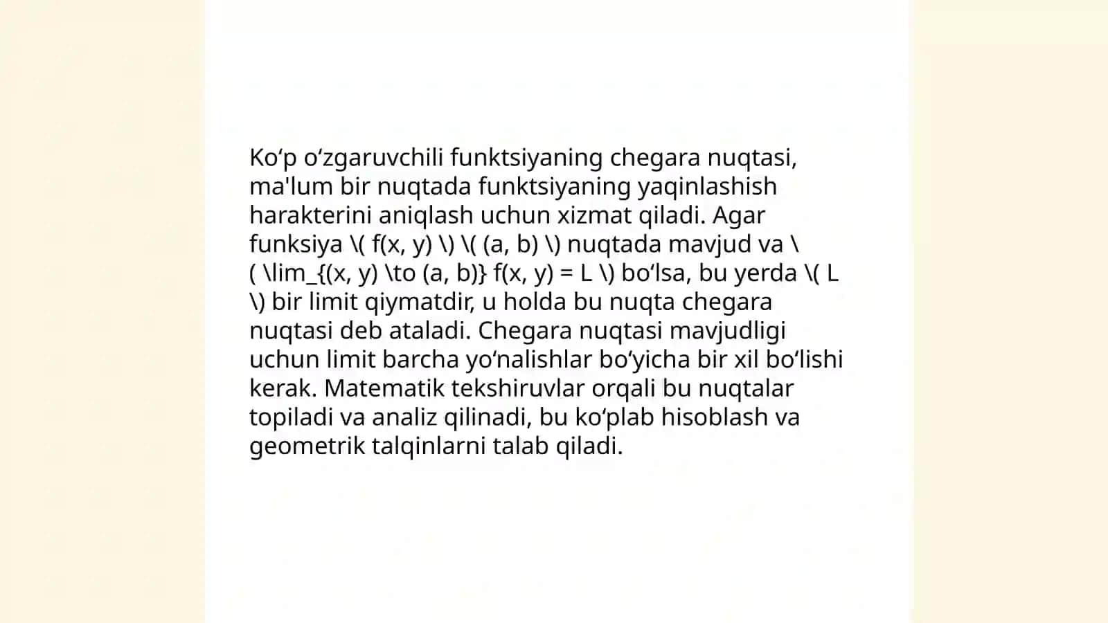 Koʻp oʻzgaruvchili funktsiyaning hosilalari 4