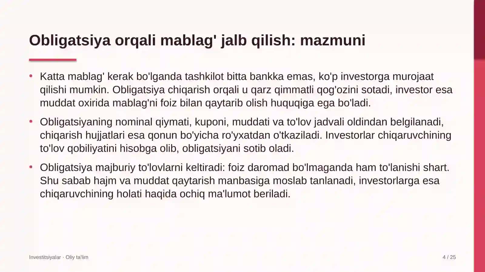 Avtovokzallarda obligatsiyalar chiqarish orqali mablag' jalb qilish 4