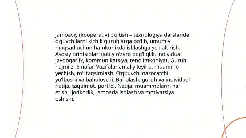 Texnalogik ta'limning tamoyillari 4