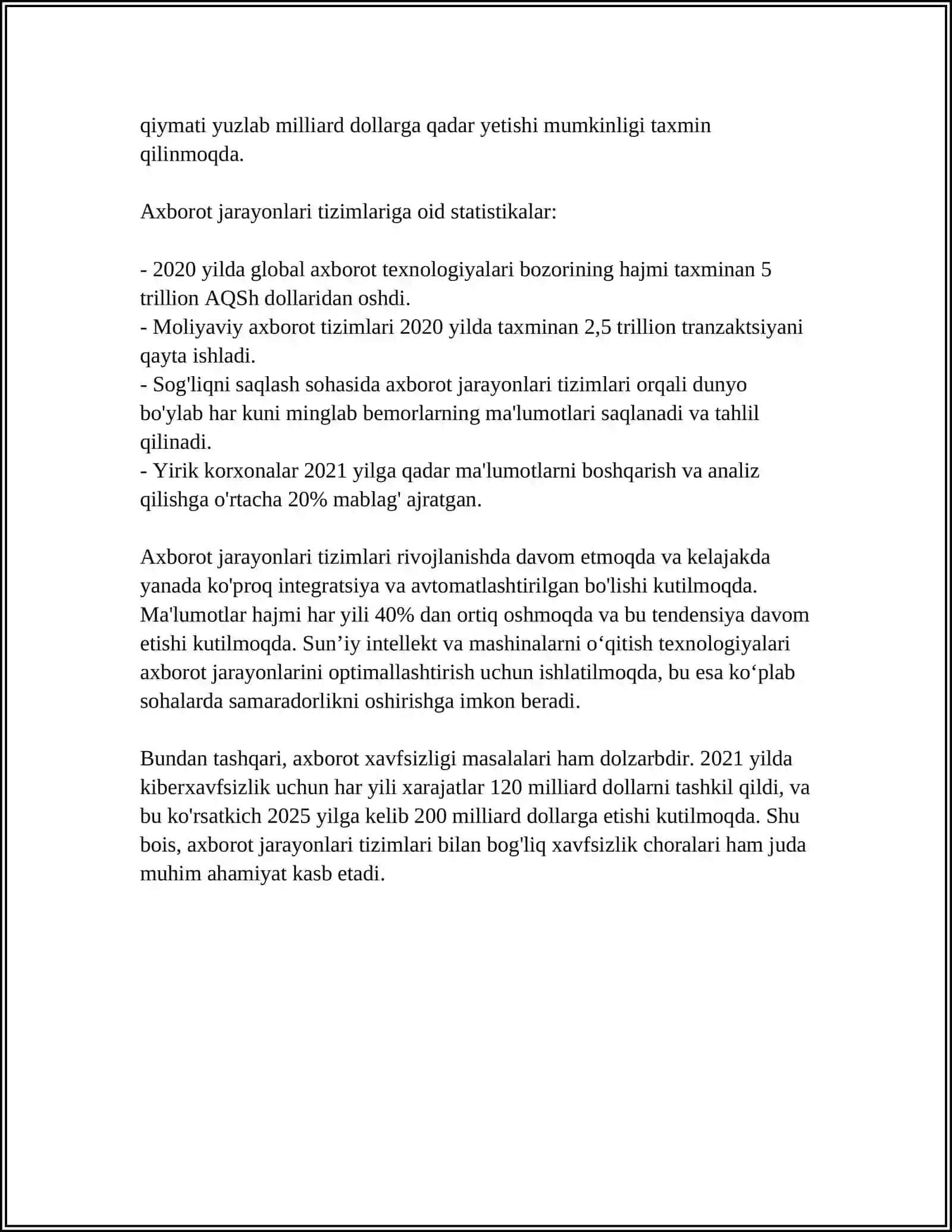 Axborot jarayonlari tizimlari 4