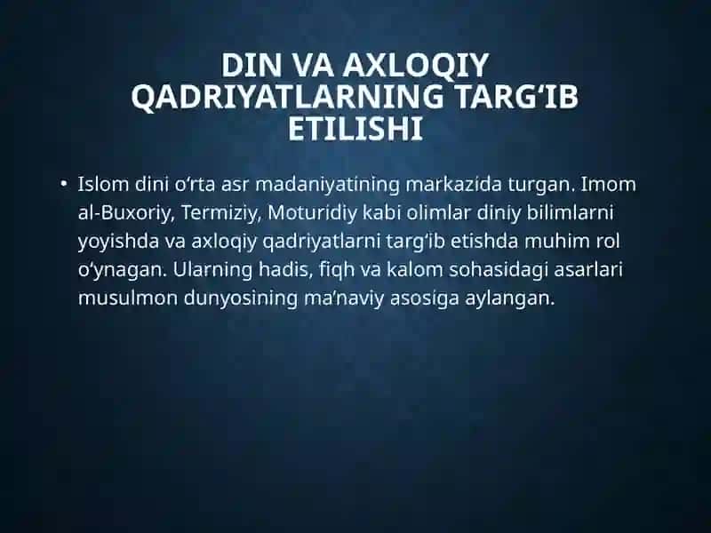 O‘rtaasr namoyandalarining targ‘ibetilishi 4