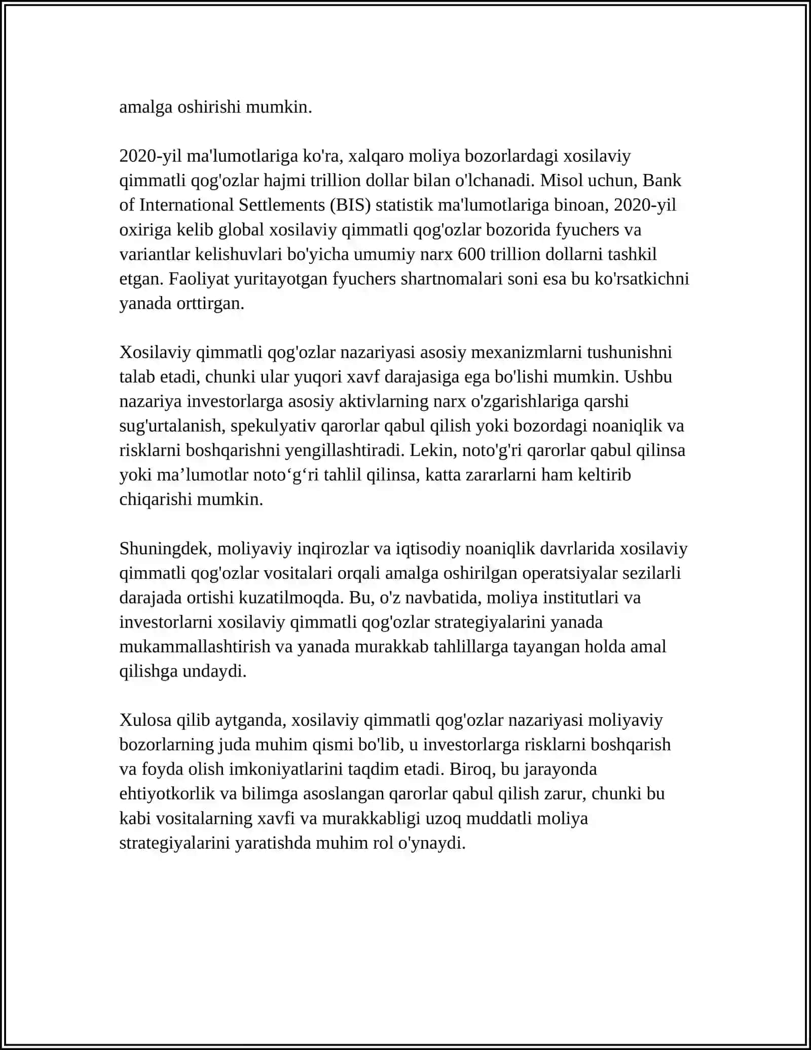 Xosilaviy Qimmatli Qog'ozlar Nazariyasi 4