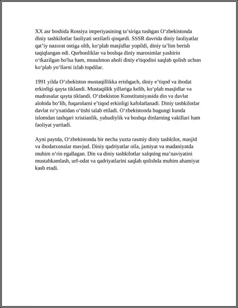 Oʻzbekistonda Din va Diniy Tashkilotlar 4