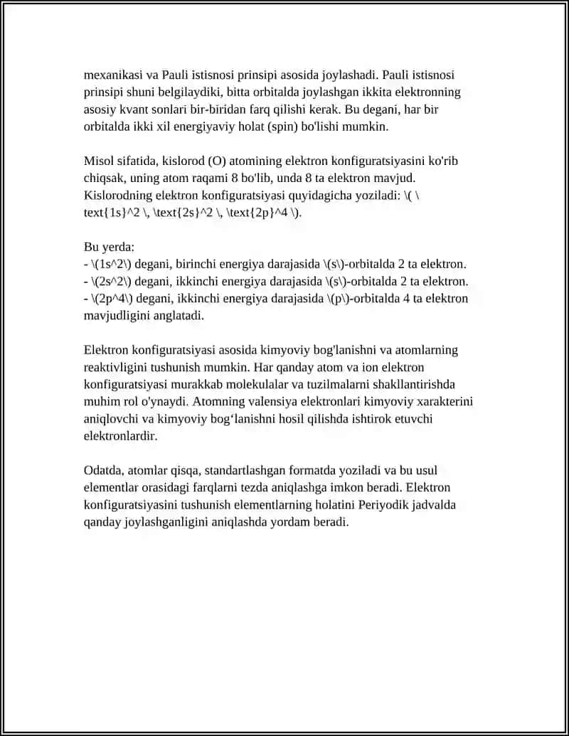 Elektron konfiguratsiyasi 4