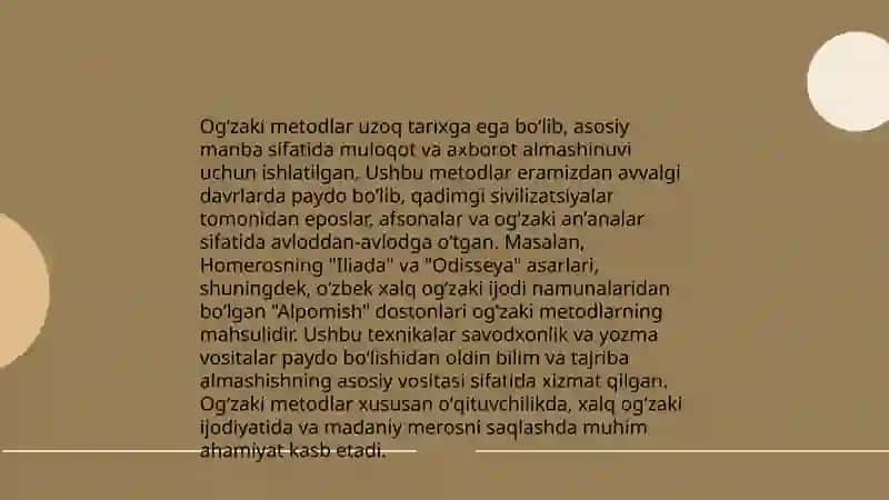Ogʻzaki metodlar va ularning turlari 4