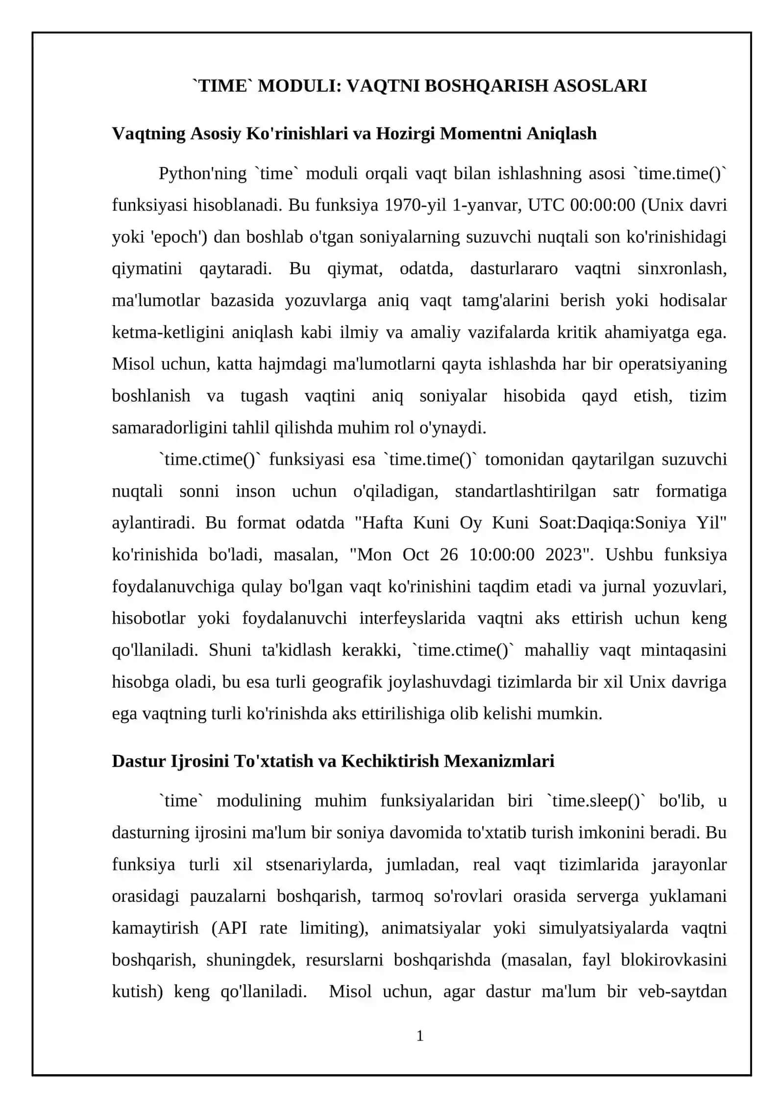 Pythonda time, calendar modullari bilan ishlash 4