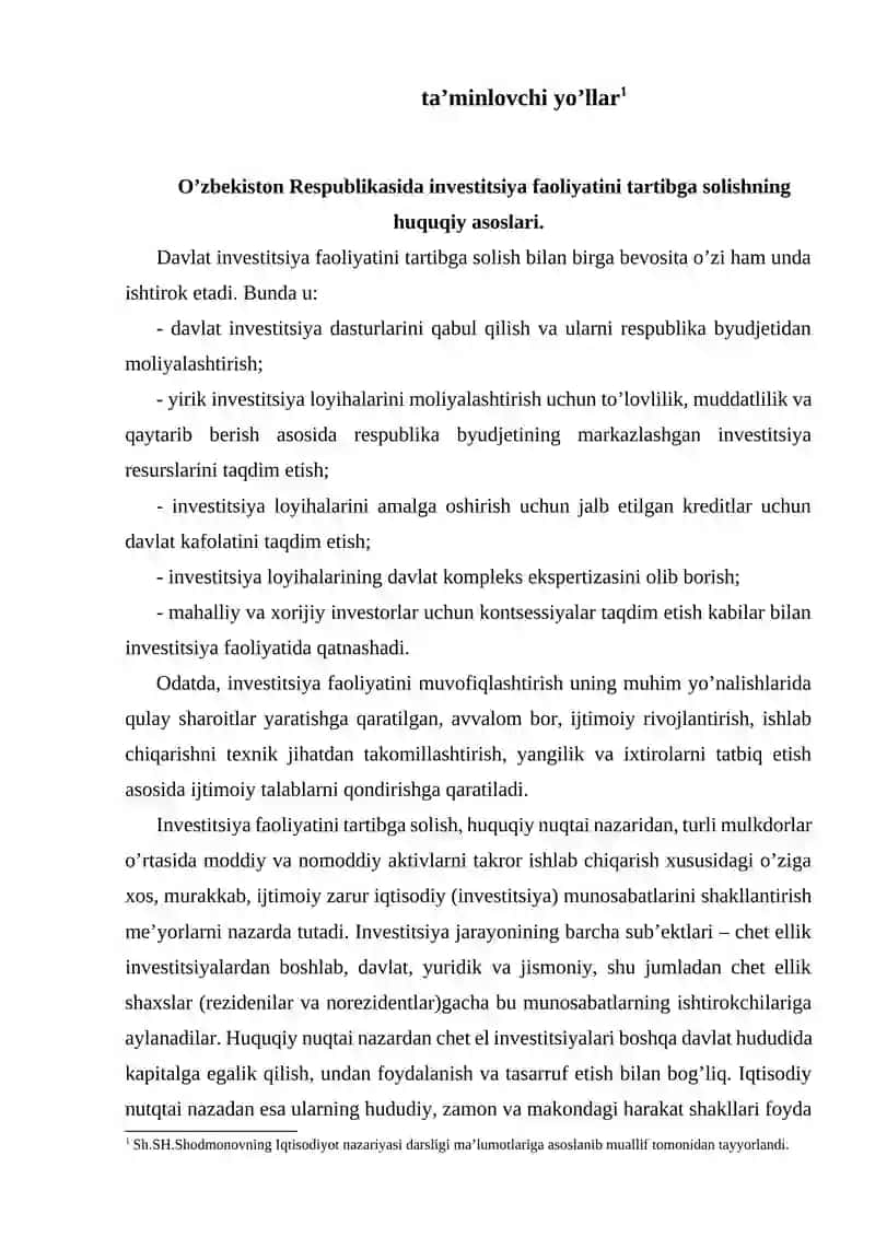 Investitsiya faoliyatini tartibga solish 4