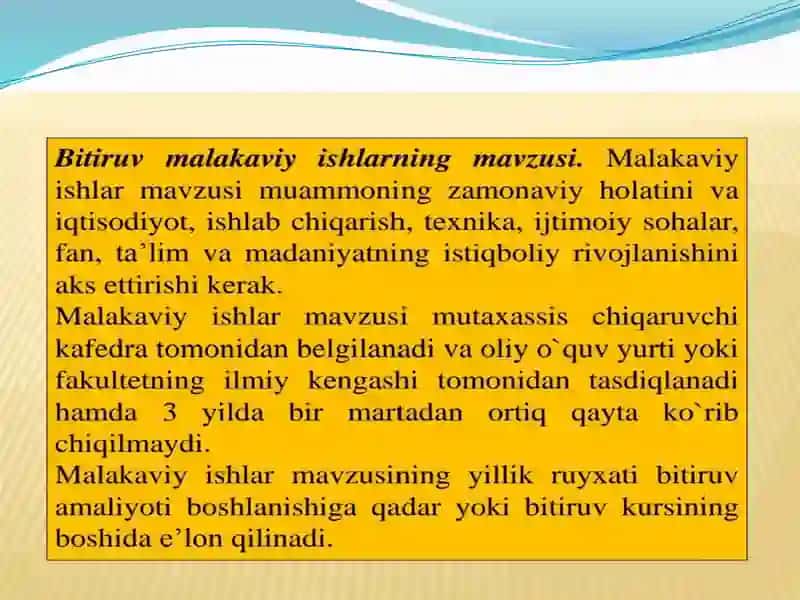 Bitiruvmalakaviyishlar Maqsadi va Vazifalari 4