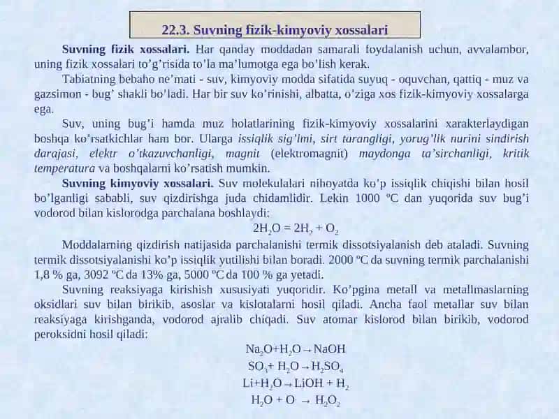 Suv hosil bo’lishining kimyoviy asoslari 4