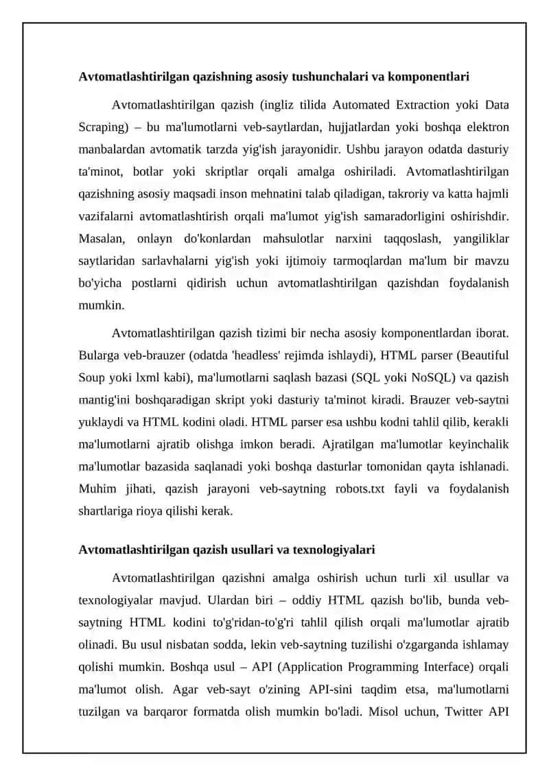 Ekstraksiyalash jarayonini avtomatlashtirish 4