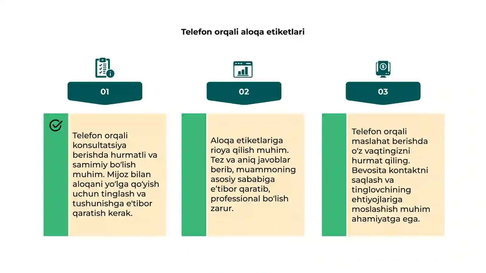 Telefon orqali konsultatsiya berish qoidalari 4