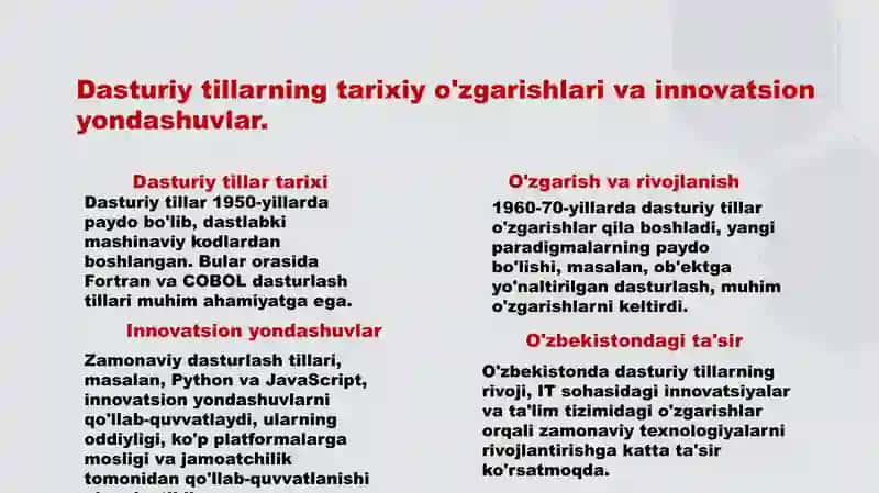 Dasturiy tillarining rivojlanishi 4