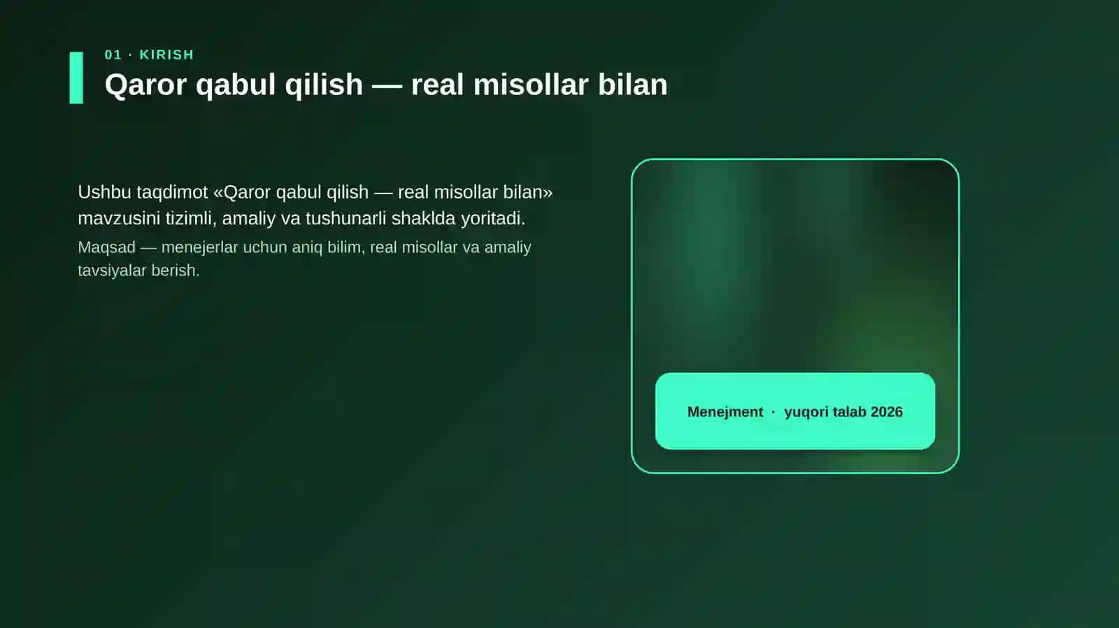 Qaror qabul qilish — real misollar bilan 4