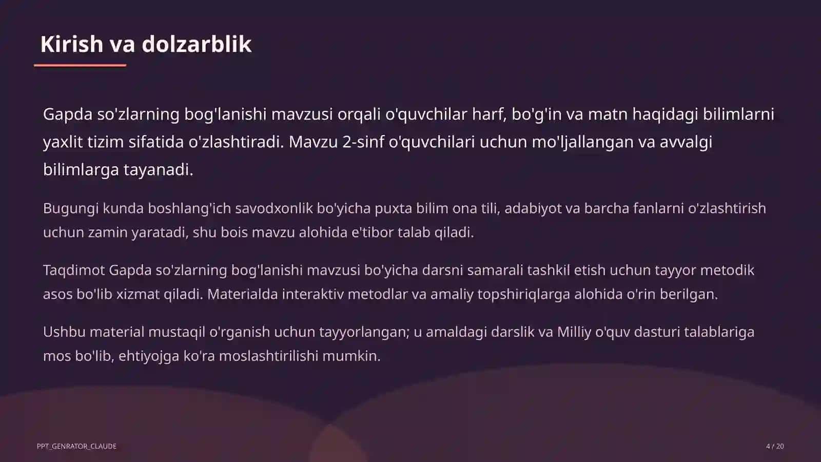 Gapda so'zlarning bog'lanishi (2-sinf) 4