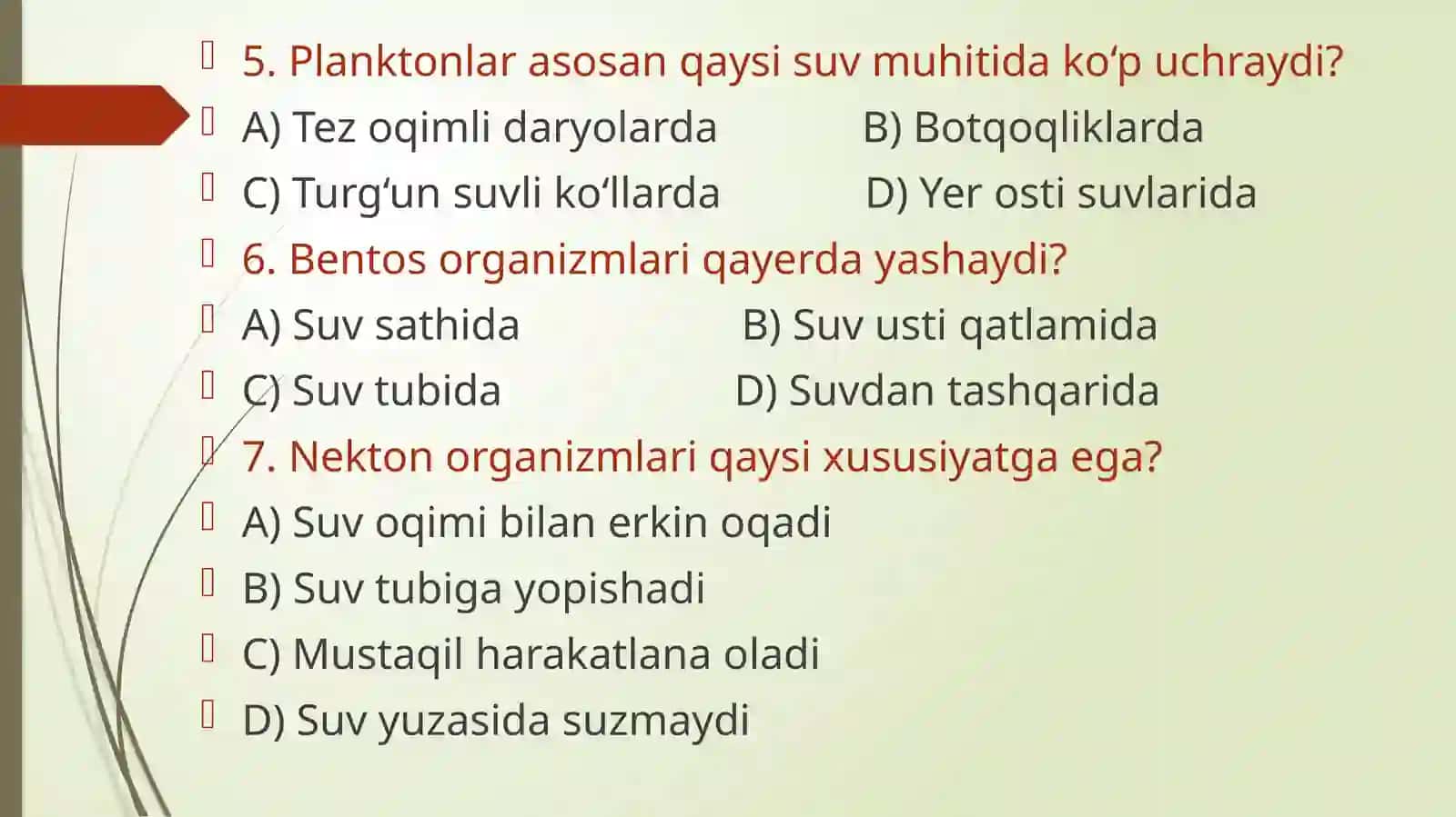 Geografiya yo’nalishi test savollari 4