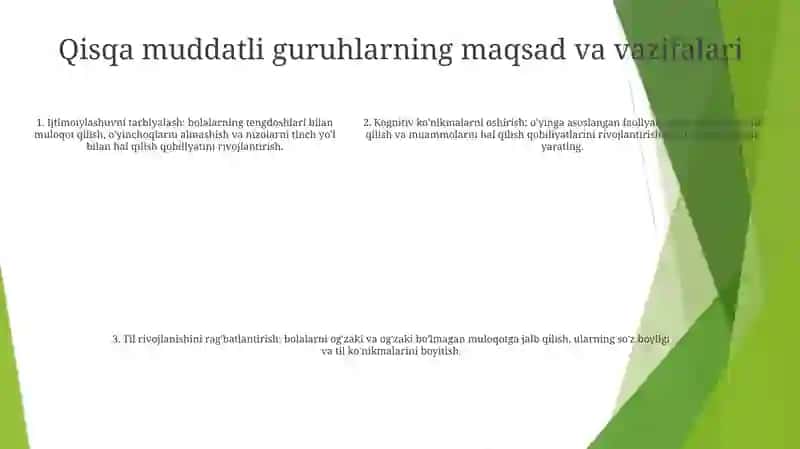 Maktabgacha Ta'Lim Tashkilotida Qisqa Muddatli Guruhlarni Tashkil Qilish 4