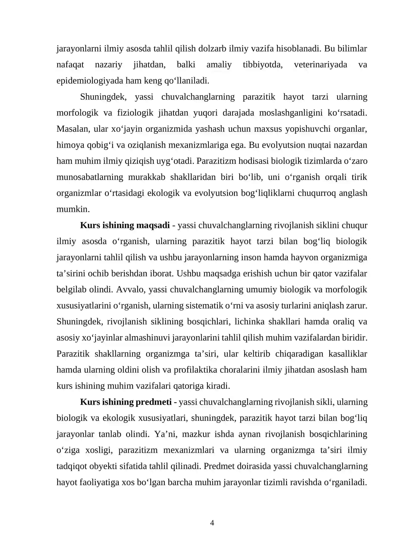 Yassi chuvalchanglarning rivojlanish sikli - parazitik hayot mahsuli 4