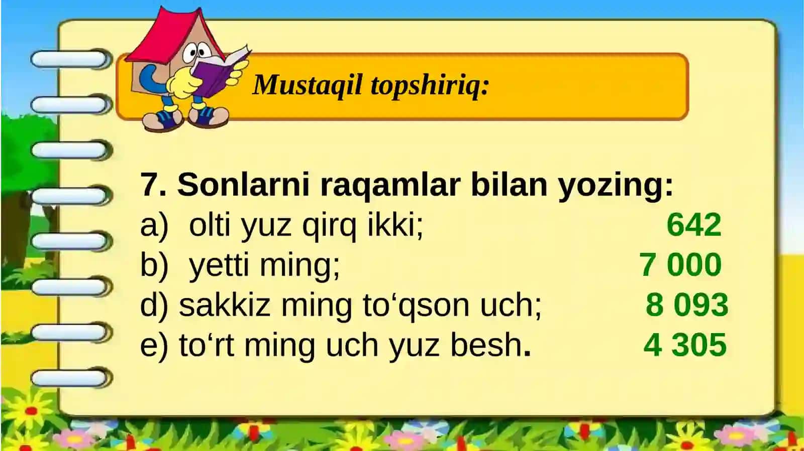 10000 ichida raqamlashga oid misol va masalalar 4