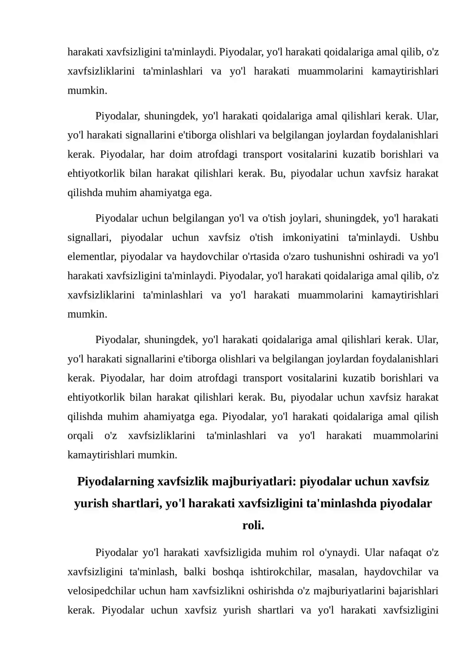 Piyodalarning umumiy majburiyatlari 4