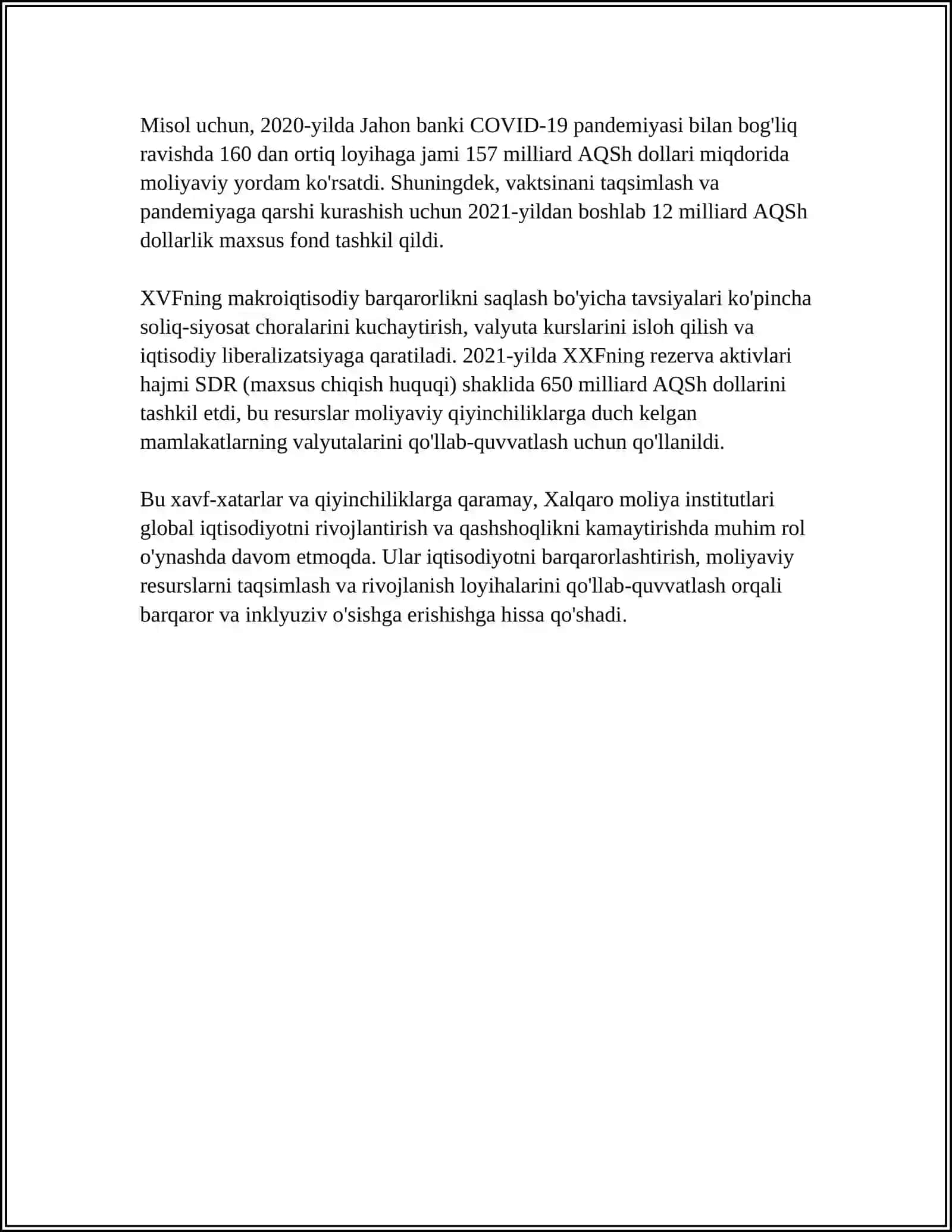 THE ENVIRONMENT FOR THE DEVELOPMENT OF INTERNATION ECONOMIC 4