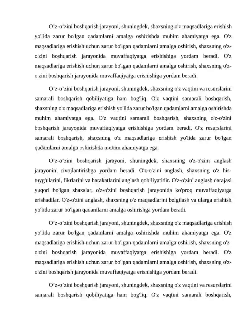 O’z o’zini boshqarish va samaradorlik uchun javobgarlik 4
