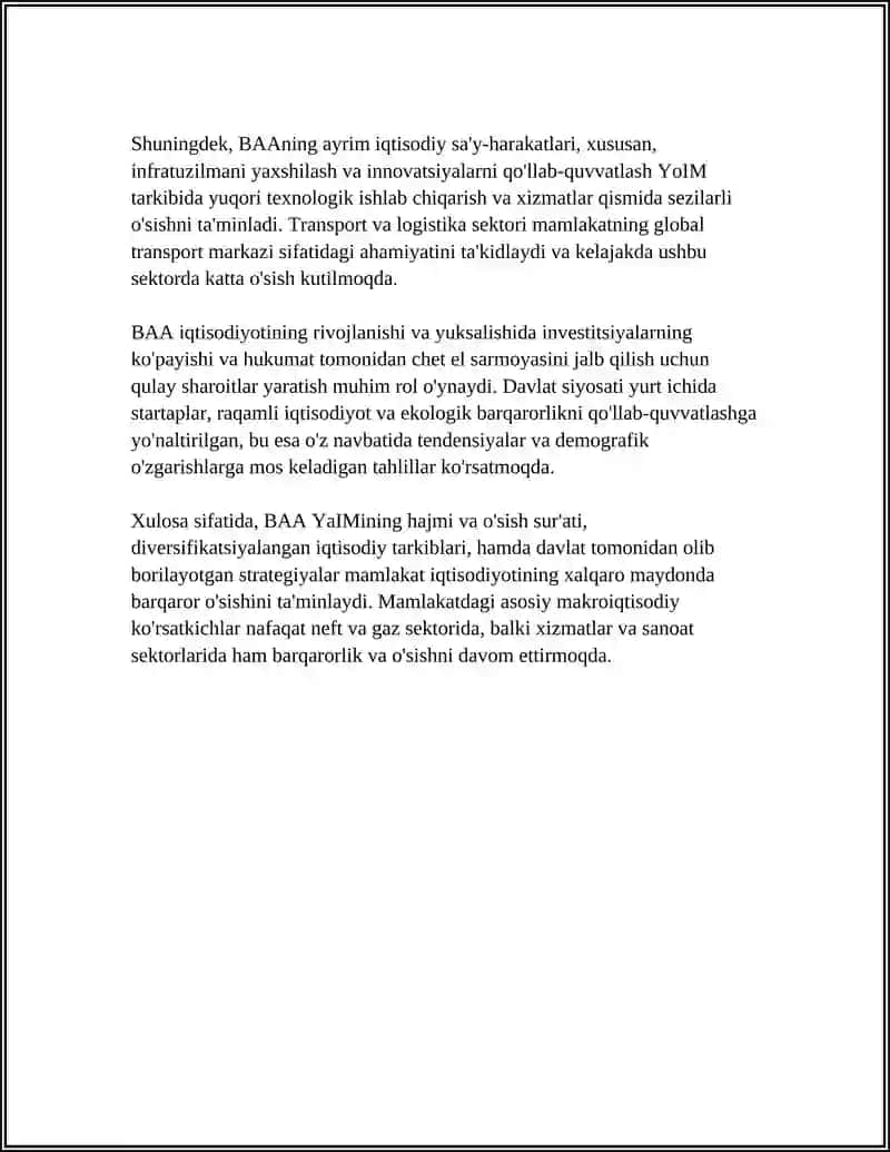 Birlashgan Arab Amirliklarining asosiy makro-iqtisodiy ko'rsatkichlari tahlili 4