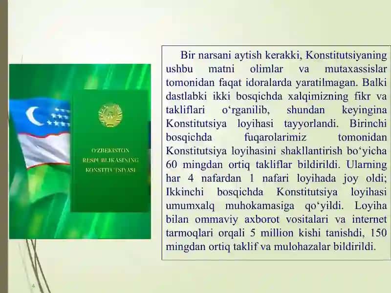 O‘ZBEKISTON RESPUBLIKASI KONSTITUSIYASINING YANGI TAHRIRI 4