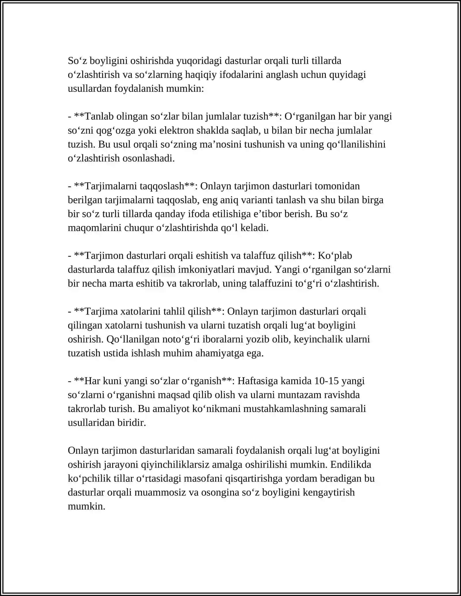 ONLAYN TARJIMON DASTURLARI ORQALI TIL O'RGANISH 4