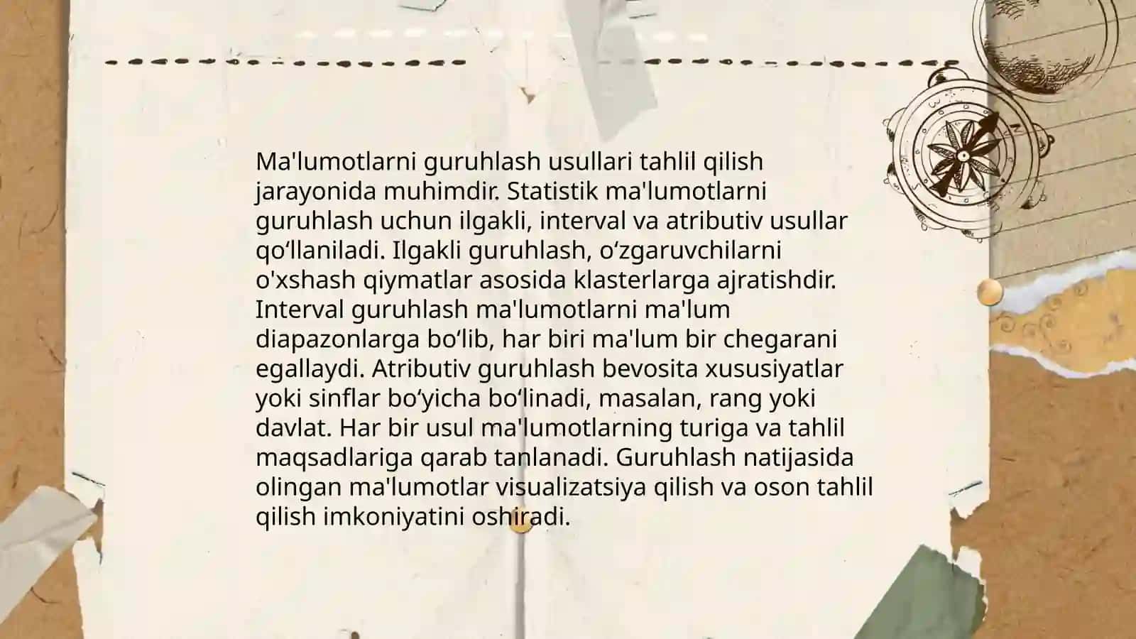 Majmualash va guruhlash. Statistik jadval va grafiklar 4