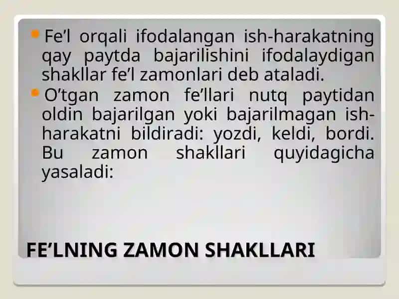 Fe’l So’z Turkumi 4