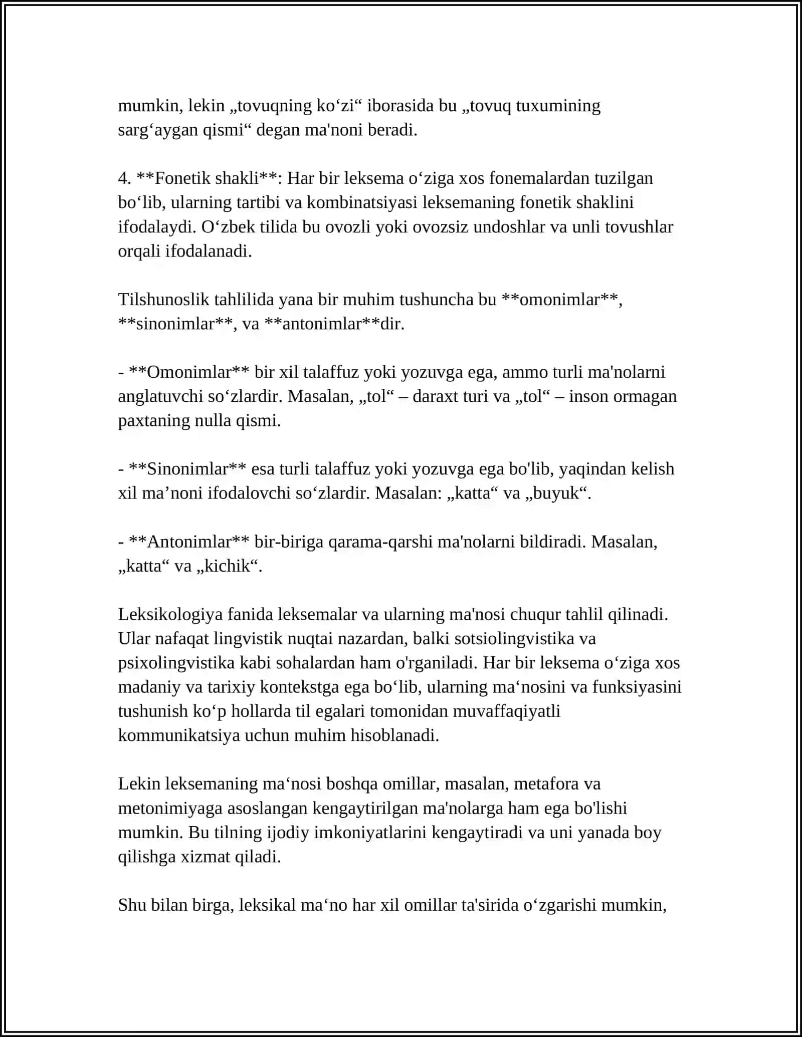 OʻZBEK TILI LEKSIKASI TASNIFI 4