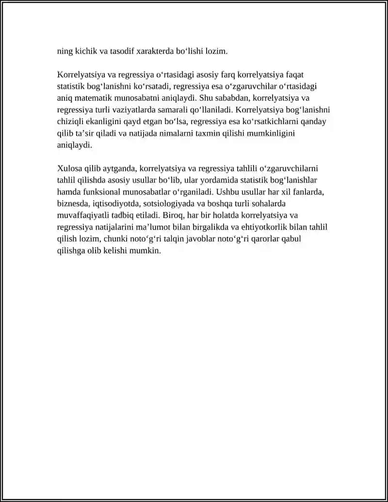 KORRELYATSION VA REGRESSION TAHLIL 4