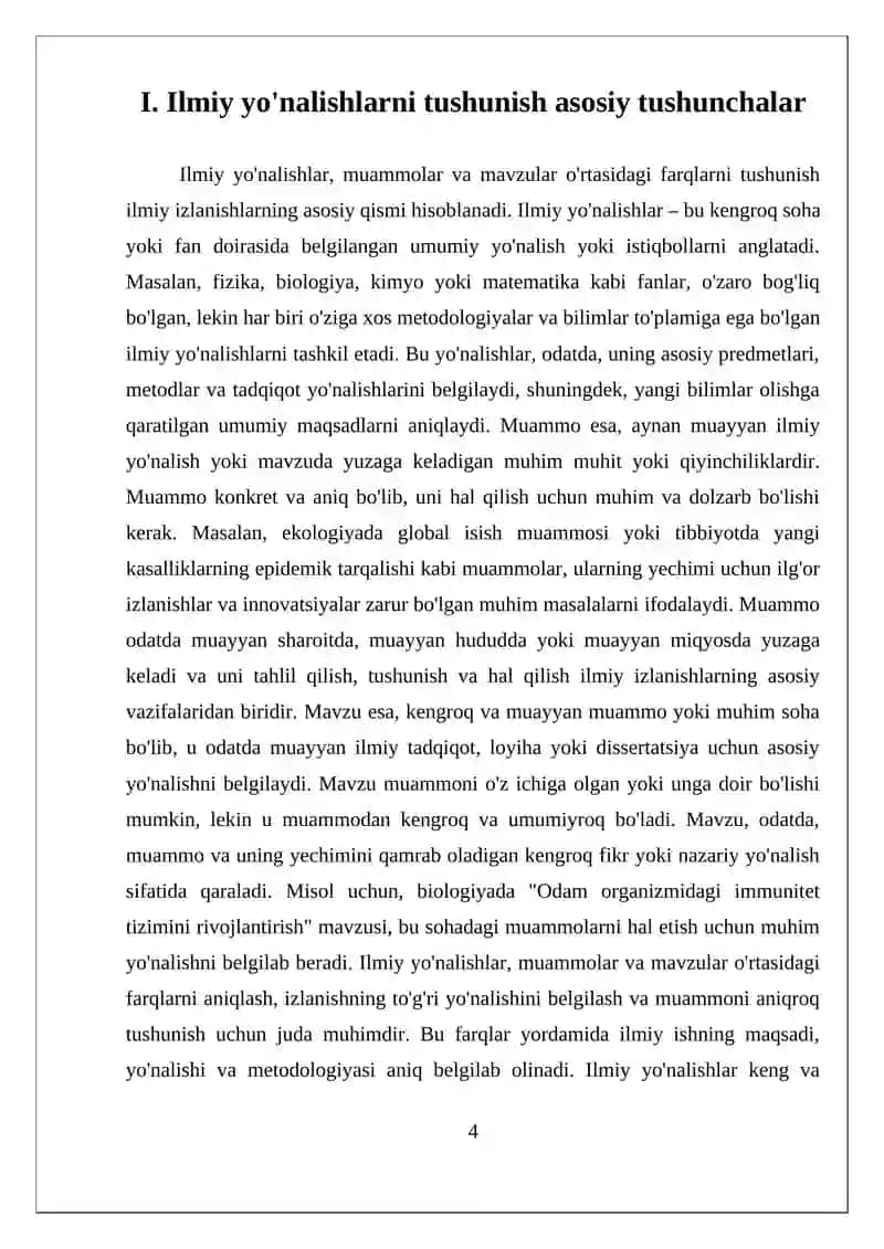 ILMIY YO'NALISH MUAMMO VA MAVZUNING FARQLARI 4